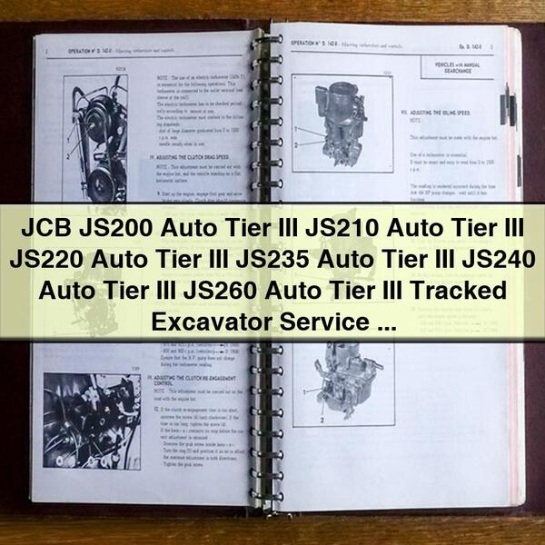 JCB JS200-JS260 Tracked Excavator Service Repair Workshop Manual