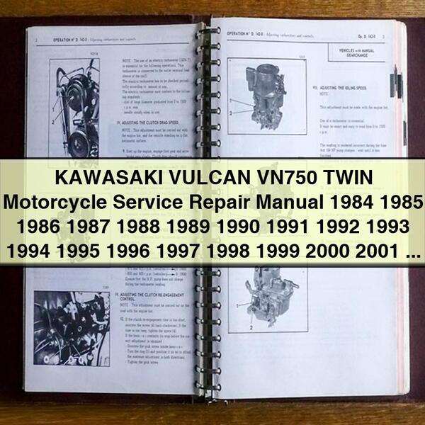 Kawasaki Vulcan VN750 Twin Motorcycle Service Repair Manual (1984-2001)